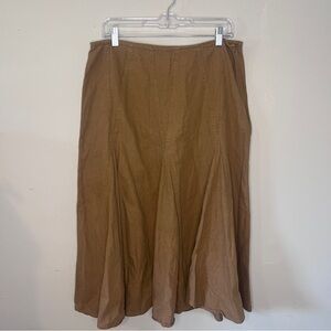 White Stag Linen Blend 90s Skirt Brown‎ A-Line Side Zip size 16